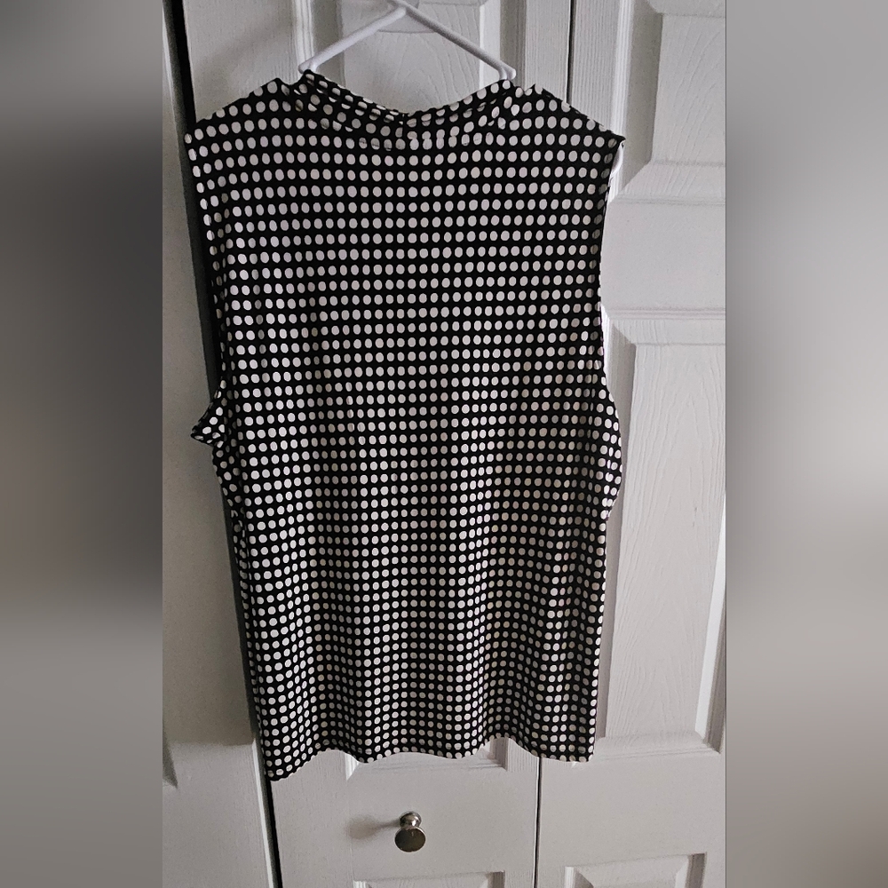 Anne Klein Black and White Polka Dot Sleeveless Top - Picture 6 of 6